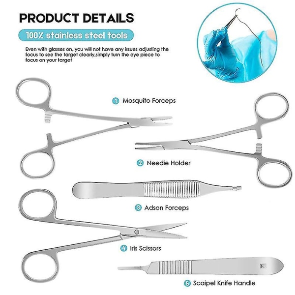 Komplet sutursæt til studerende, inklusive silikonesuturpude og suturværktøjsøvelsessutursæt F Photo Color