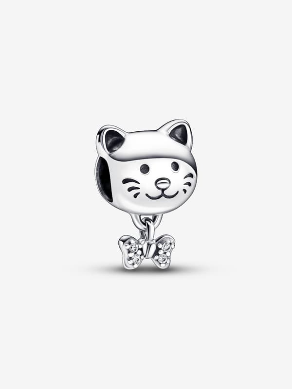 Pandora - Pet Cat & Bow Charm - Sterling Silver