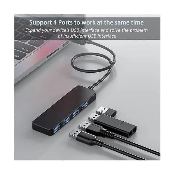 4-portars USB 3.0-hubb, plast, svart