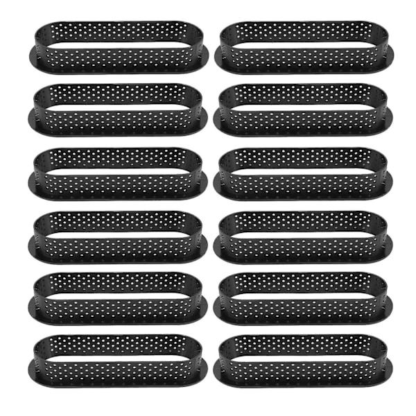 12 stykker ovale terteringer Varmebestandig perforert kakemoussering Non Stick Bakeware terte Mini C (haoyi