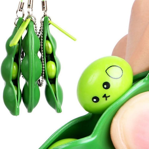 3kpl uutuus squeeze dekompressio edamame lelu avaimenperä riipus sormenpäällä dekompressiolelu