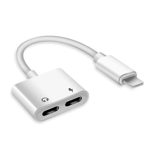 2-i-1 iPhone til 3,5 mm AUX-adapter for hodetelefoner og lading