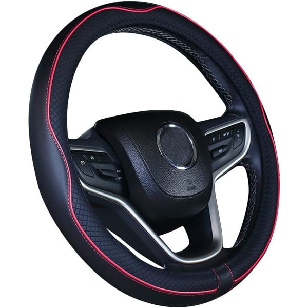 Mikrokuitunahkainen auton ohjauspyörän cover universal 15 tuumaa/38 cm - Protector (musta punainen)