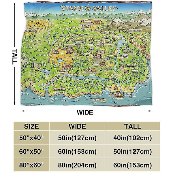 Stardew Valley Map Super pehmeä lämmin mikrofleece flanellipeitto sohva -x13 50x40in 125x100cm