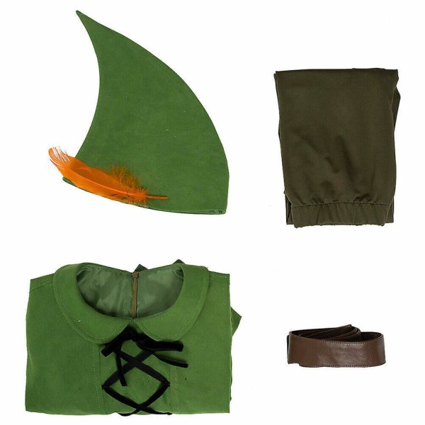 Peter Pan Outfit Naisten Cosplay-asu Vihreä Halloween-puku L