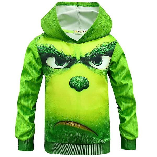 Barn Gutter Nyhet The Grinch Pullover Hettegenser Julehettegenser 9-10 Years