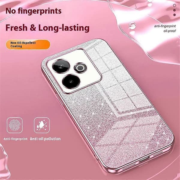 Kompatibelt deksel for Realme GT 7 5G, galvanisert gradient-glitter TPU-telefondeksel Silver