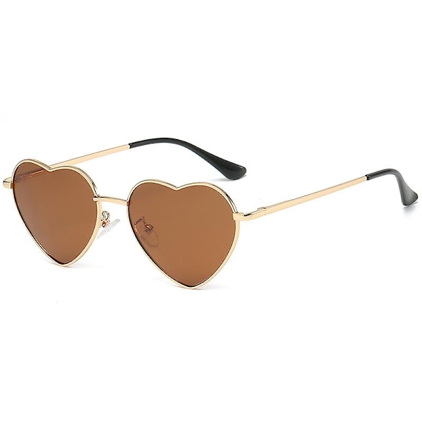Hjertesolbriller Dame polariseret metalstel Trendy Søde hjerteformede solbriller Uv400 beskyttelse 4