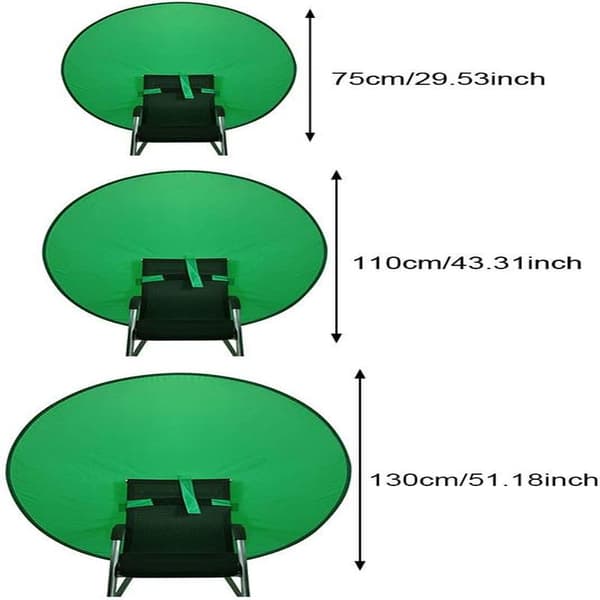 Foldbar Nylon Greenscreen Baggrund til Studio, Gaming, Videoproduktion - 1,3m/4,3ft (Grøn, 0,75m/2,5ft)