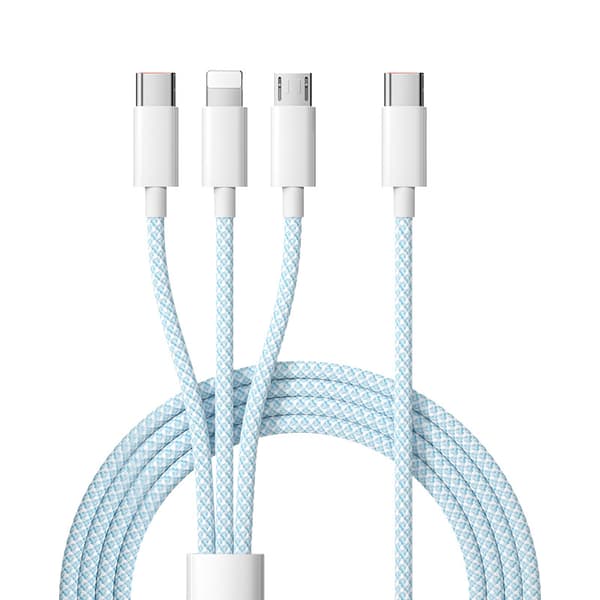 3-i-1 Multifunktionel PD100W Hurtigopladningskabel til Apple, Huawei og Android 1M Blå