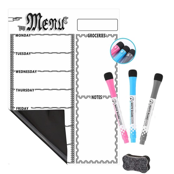 Dry Erase Køleskab Magnetisk Kalender - White Board Magnetisk Kalender Til Køleskab Væg Hjem Køkken Indretning, Indkøbsliste Magnet Pad F
