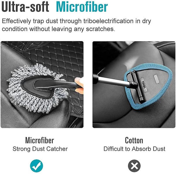 Mikrofiber bilvaskmoppe Bilrengøring Blød børste Støvfjernelsesværktøj Autorengøring Lille voksmoppe Autovasktilbehør| | Gray