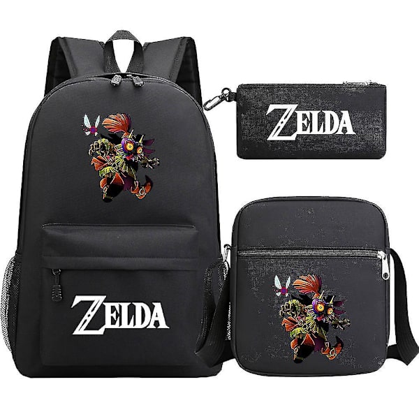 "Kingdom of Zelda Tears" printed koululaukku, kolmiosainen: teini-ikäisen opiskelijan reppu + unisex olkapuku miehille ja naisille 7