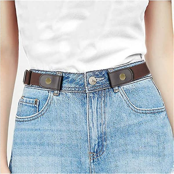 Ingen spenne stretchbelter Spennefri usynlig elastisk midjebelter for jeansbukser Brown