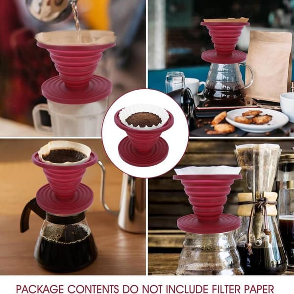 Sammenklappelig Kaffefilterholder til Filterkaffe, Bærbar Kaffebrygger til Camping, Genanvendeligt Silikonefilter til Backpacking og Camping