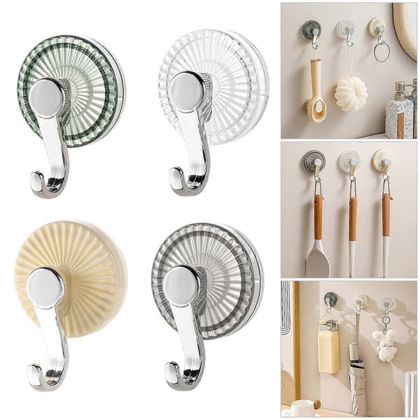 Badrumskrok för handdukar, kläder och accessoarer, design med stark sugpropp, robust ABS-konstruktion, vit White