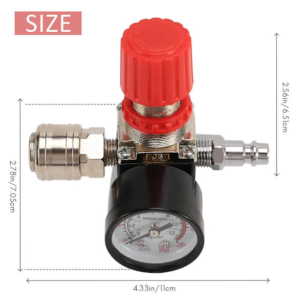 1/4 tomme trykregulator luftkompressor trykregulator reduktionsventil 3 huller kontrolventil