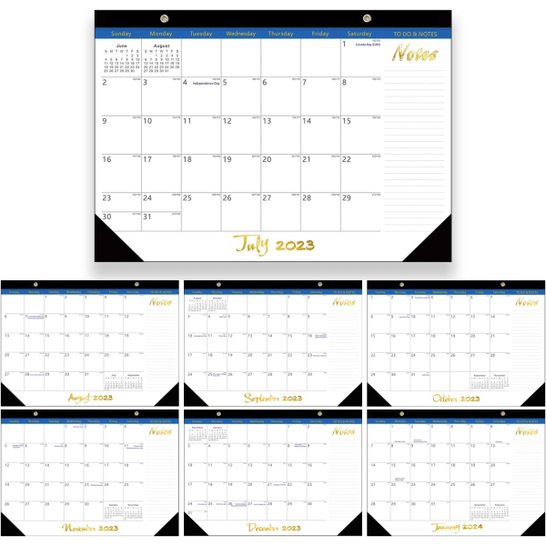 Väggkalender 2023 2024, 18 månaders akademisk väggkalender från juli 2023 till december 2024 Hängande stor kalender för familj eller kontor (guld)