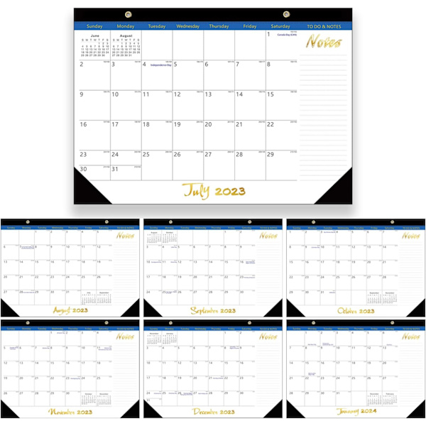 Väggkalender 2023 2024, 18 månaders akademisk väggkalender från juli 2023 till december 2024 Hängande stor kalender för familj eller kontor (guld)