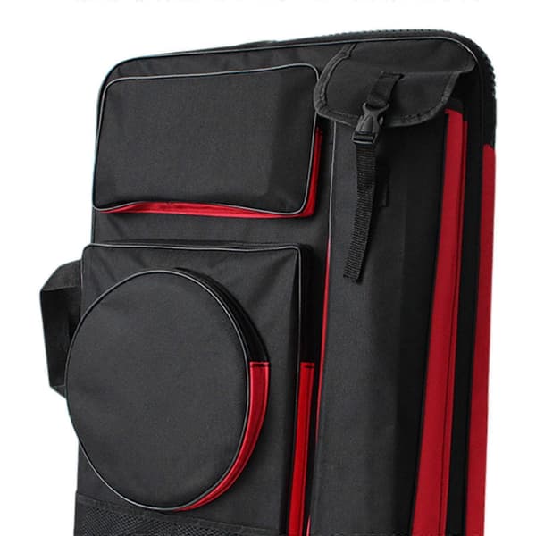 A4 Kunstmappe, Kunstnertaske, Stor Bæretaske til Tegnebræt Black Red