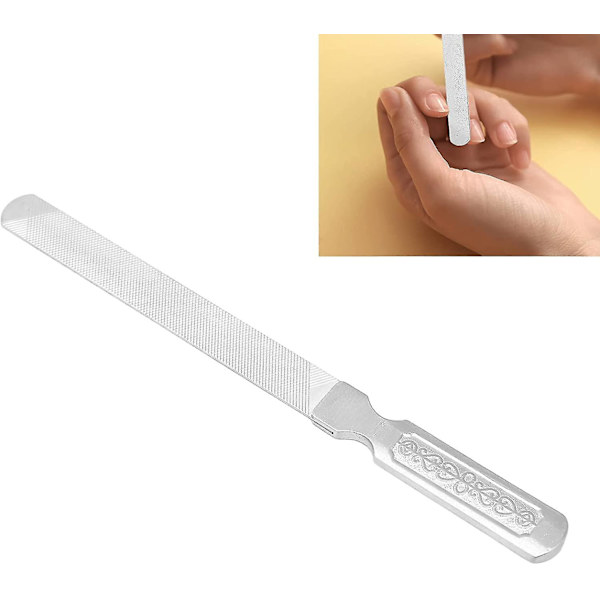 Nagelfil av rostfritt stål, nagelfil Dubbelsidig design Liten bärbar Stark Praktisk nagelfil Nagelfil Nagelbuffrande Filer Tvättbar metall Nagelfil Fo