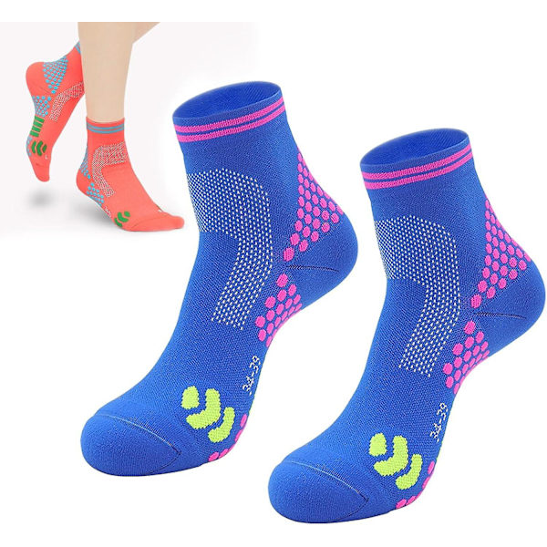 Far Infrared Schorl Titanium Ion Heightening Booster Strumpor, 2 par Ankel Compression Sock Orange and Blue L