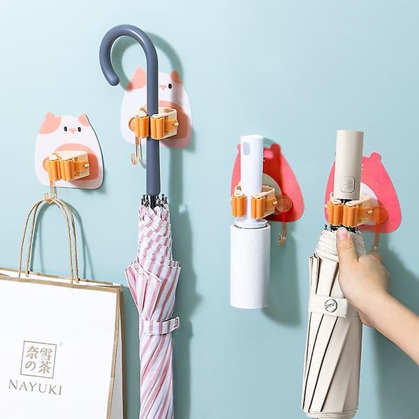Moppekrog uden huller Toilet Badeværelse Krog Moppeophæng Solid Viskose Vægmonteret Moppekrog Clip4PCS