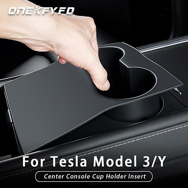 Tpe Vandkopholder Til Tesla Model 3/model Y 2021 Center Tilbehør Vandtæt Konsol Kopholder Indsæt Dobbelthulsholder| | Grey