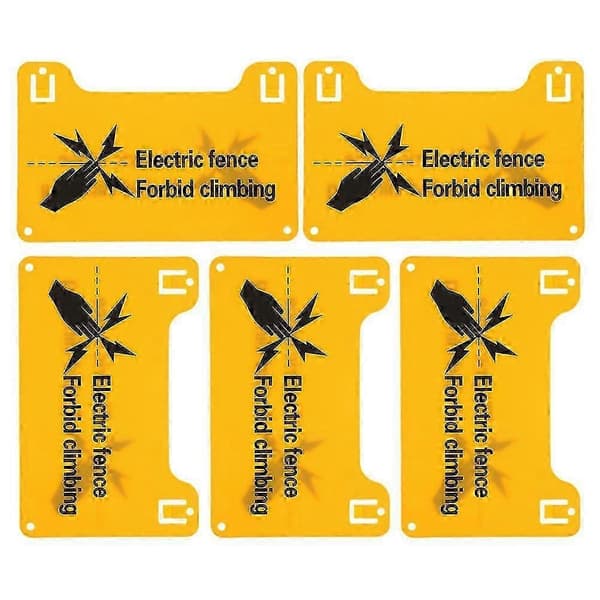 Varningsskyltar för elstängsel - 5-pack, fet text och grafik 20.00X12.80X0.30CM Gul