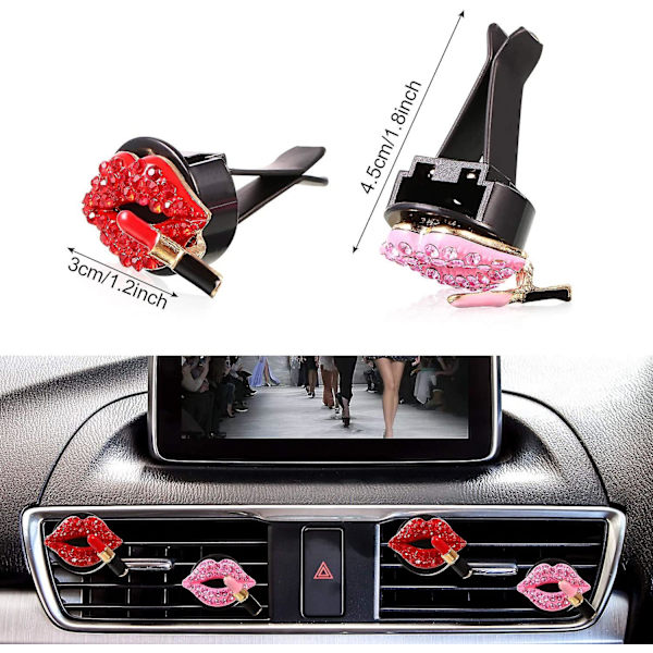 Auton ilmanpoistoaukko Aromaterapia Clip Hajusteklipsi Diamond Red Lips Klipsit Hajuvesi Ilmanraikastin Clip Auto Sisustustarvikkeet| | Red