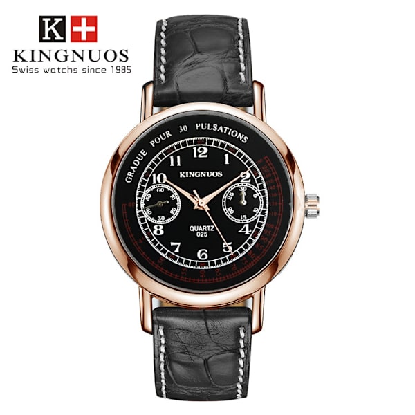 Varm model studerende bælte vandtæt quartz casual business ur black face, black belt golden