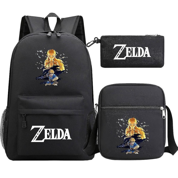 "Tears Of The Kingdom Of Zelda" Zelda-aiheinen printed teini-ikäisten opiskelijoiden koululaukku, kolmiosainen set - Miesten ja naisten olkapukureppu 6