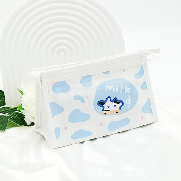 Ko case PU läder Söt tecknad djur penna påse Blå case Kosmetikväska Stationär Kawaii pennask