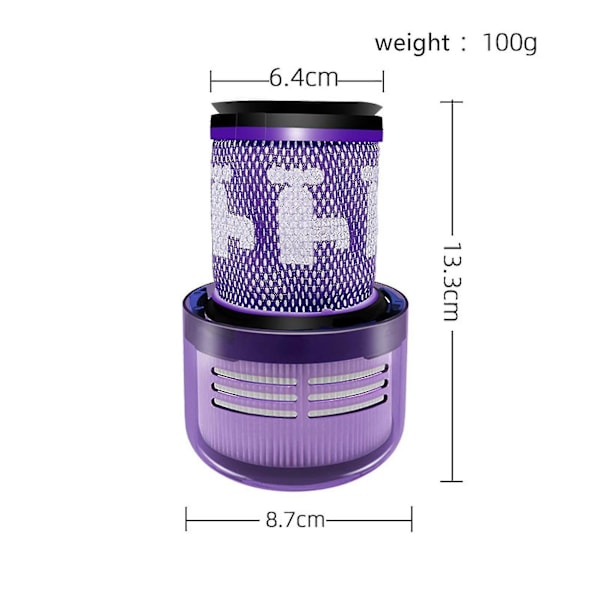 2 stk vaskbart hepafilter til Dyson V12 Detect Absolute Clean