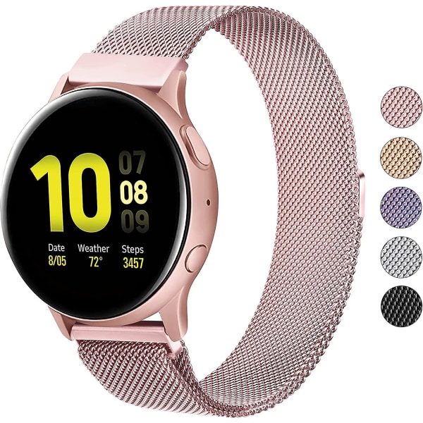 Metallbånd for erstatning av rustfritt stål for Samsung Galaxy Watch Active 2 Rose Pink