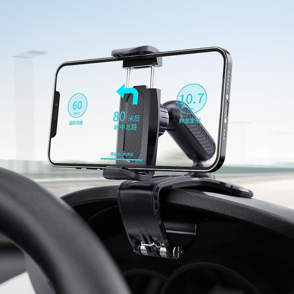 Biltelefonholderklips Multifunksjonell 360 rotasjon bilmobilstativ Justerbar biltelefonbrakettstativ bakspeilmontering|universell bilbrakett| 2