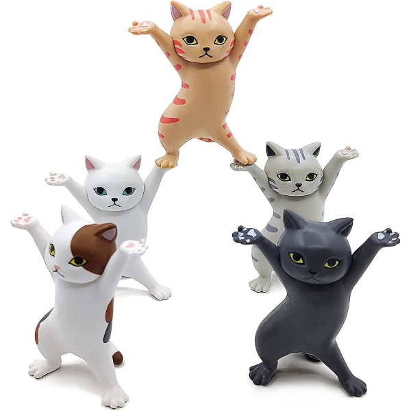 Dansande katter Pennhållare,kattälskare Presenter,kreativa Kistan Dansare för skrivbord eller heminredning Ornament Små föremål Förvaring Söta arbetande katter 5 st-