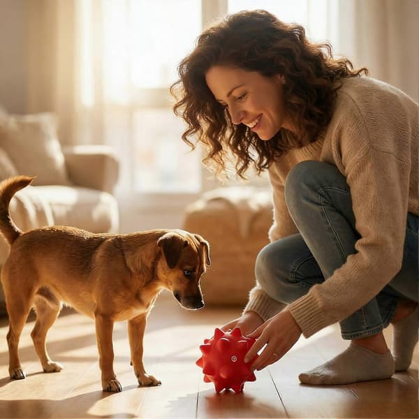 Kæledyrslegetøj Elastisk Bideresistent Gummi Hundetyggelegetøj med Indbygget Lyd Tornet Bold til Tænder