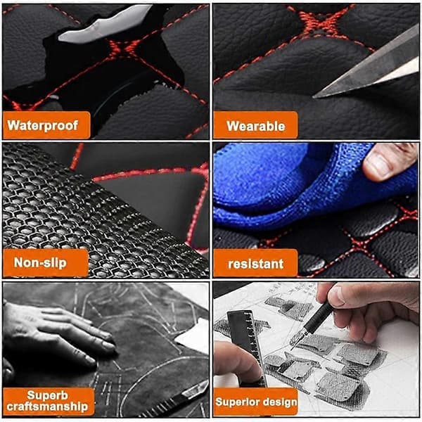 4 st/set Bil Fram+Bak Golvmatta Halkfri Vattentät Läder Fordonsinteriör Golvmatta Beige