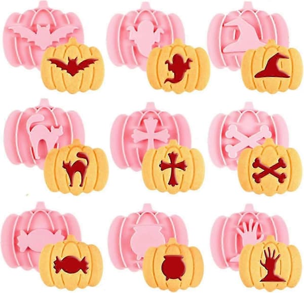 Halloween Bageværktøj - 9 stk. 3D Græskar Cookie Cutters