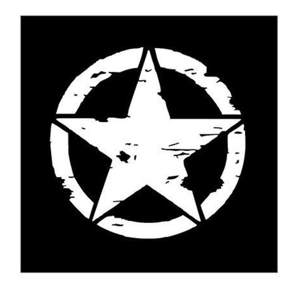 30 cm:n isot tarrat autoihin Army Star Distressed -tarra Jeep-tarralle Suuri vinyylinen sotilaallinen huppu graafinen kori sopii useimpiin ajoneuvoihin White