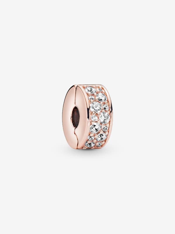 Pandora - Klar Pavé Clip Charm - 14k rosaguldbelægning
