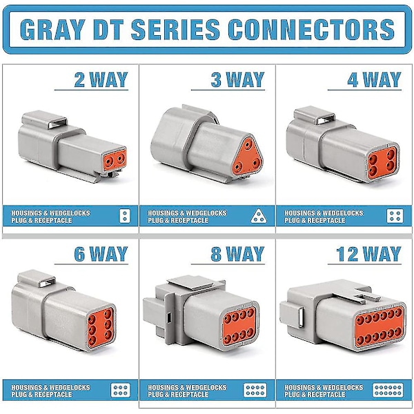 188 stk Deutsch Dt Grey Connector Kit med 16 solide kontakter i 2,3,4,6,8 og 12 ben konfigurationer, bilstik