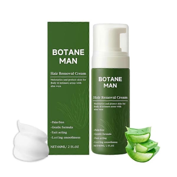 1-3X Botane Man Aloe Vera Hårfjerningscreme til Hurtig Hårfjerning Ansigt Krop Følsom 1pc