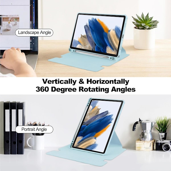 Nettbrettetui til Samsung Galaxy Tab A9+, med roterende Bluetooth-tastaturstativ Pu+akryldeksel Sky Blue