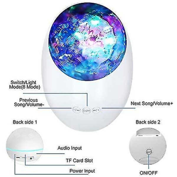 Projektorin lamppu Bluetooth Led väriä vaihtavat yövalot kaukoajastimella, 8 valotilaa, musiikkia