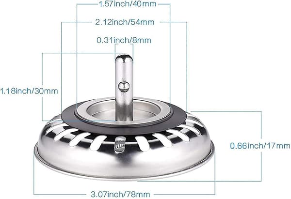 Afløbsfilter til køkkenvask, si-kurv vask 78mm rustfrit stål vask si vask si med propfunktion