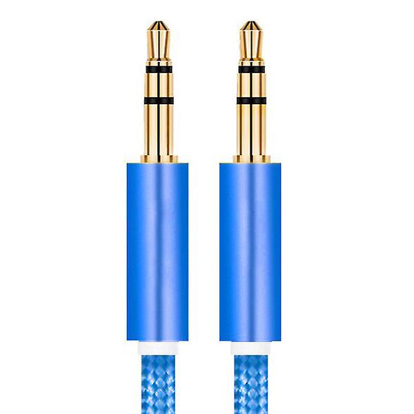 2m Nylon Jack Aux-kabel 3,5 mm til 3,5 mm lydkabel han-til-han-stik Bil aux-ledning til smarttelefon 3,5 mm digitale kabler| | blue