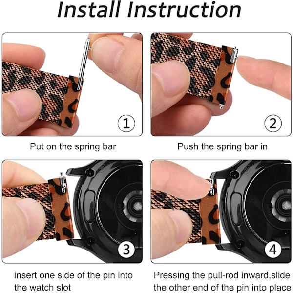 Metalbånd til erstatning af rustfrit stål til Samsung Galaxy Watch Active 2 Leopard