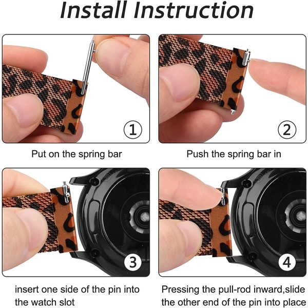Metallbånd for erstatning av rustfritt stål for Samsung Galaxy Watch Active 2 Leopard